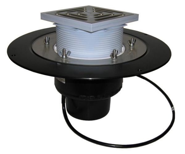 Dachablauf DN160 mit Klemmelement und Heizung (10-30W/230V). Begehbar - 148x148mm / 137x137mm  HL62.1B/5